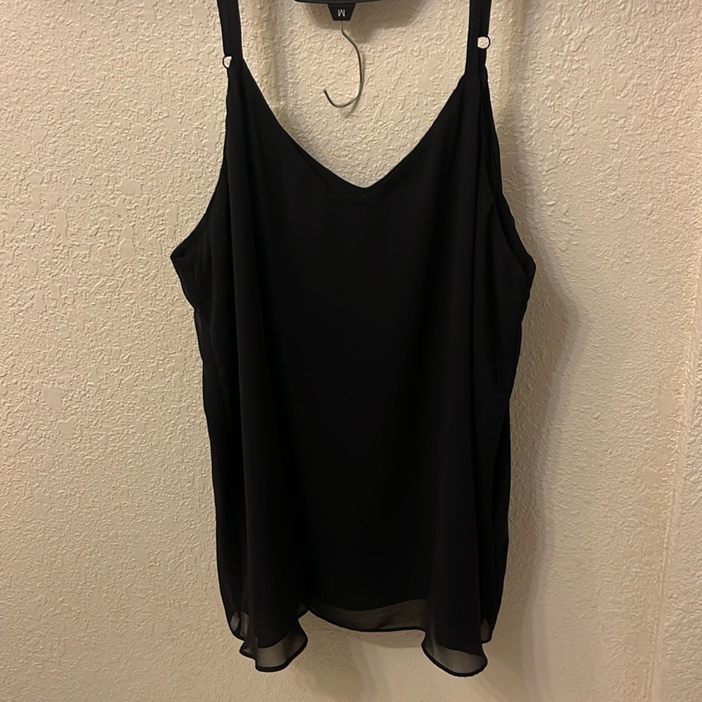 Chiffon Swing Cami …. Size 3x ….. deep black, very soft, swaying lightweight